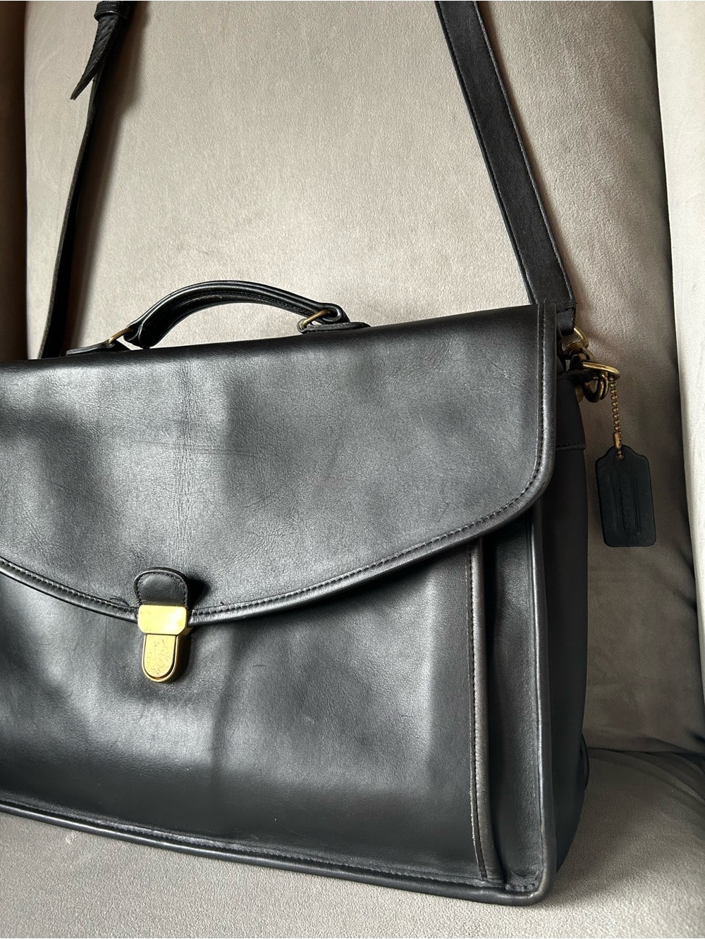 Vintage Coach Black Leather Beekman Briefcase Messenger Bag USA